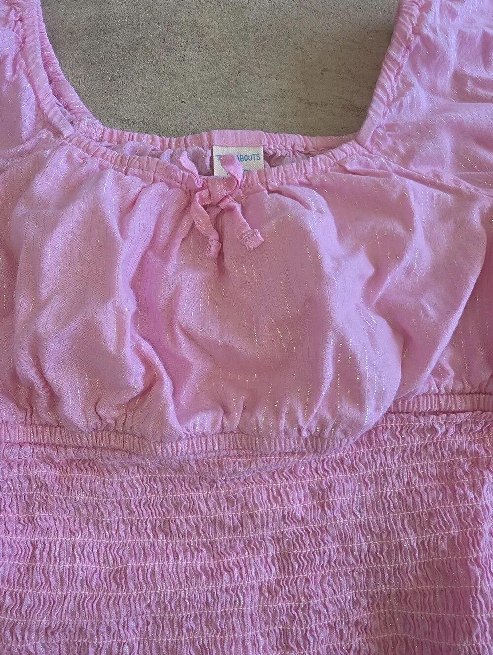 Girls Pink Smocked Shirt